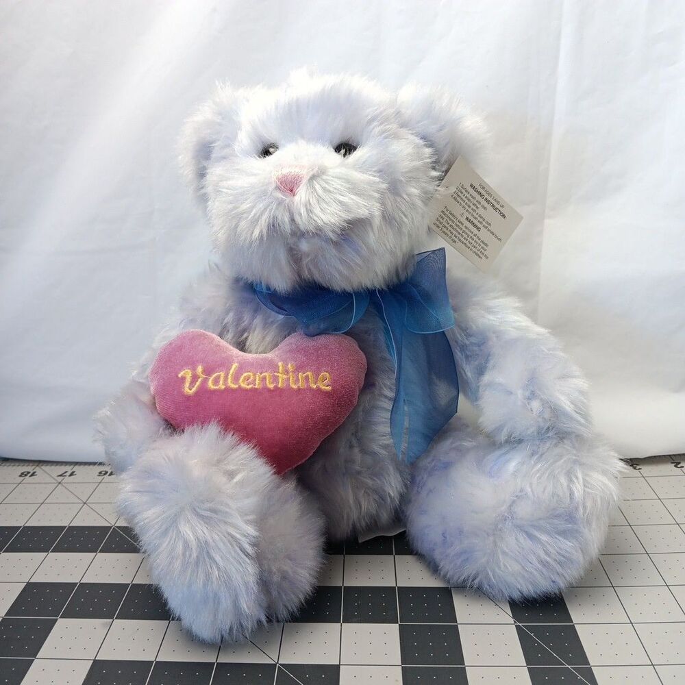 Walmart Teddy Bear Pastel Blue Plush Valentine Heart Stuffed Animal